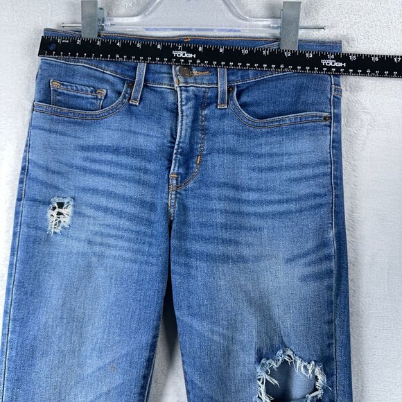 Levi Strauss & Co. 314 Shaping Straight Jeans Distressed Women's Blue Size 27 - Picture 7 of 11